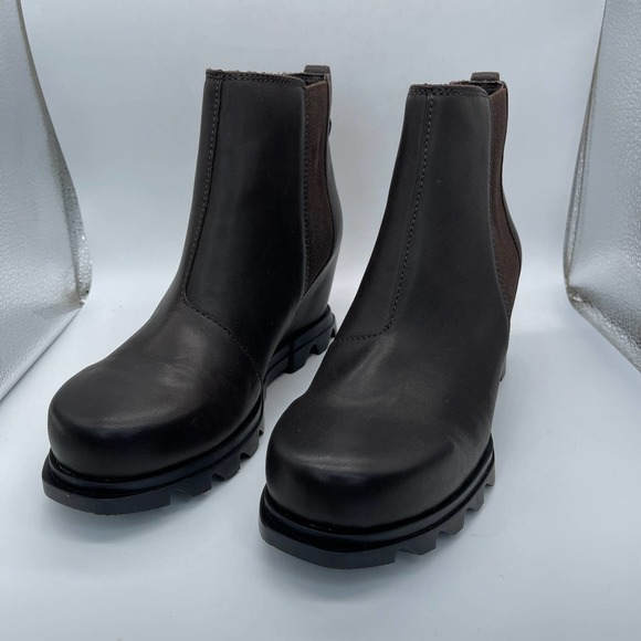 Sorel Joan of Arctic Wedge III Chelsea Womens Size 8.5 Brown Leather Boots New - Picture 11 of 13